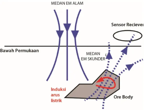 Gambar 2.3. Ilustrasi prinsip dasar metode Magnetotellurik [18] 