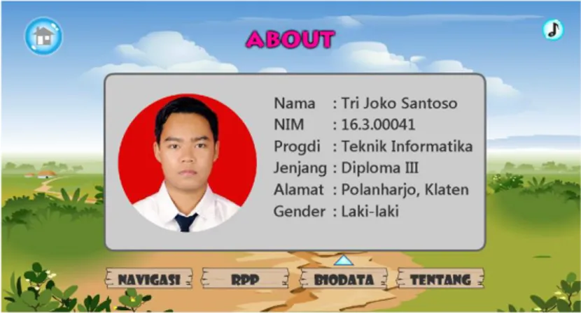 Gambar 4.67 Tampilan About Biodata  Keterangan: 