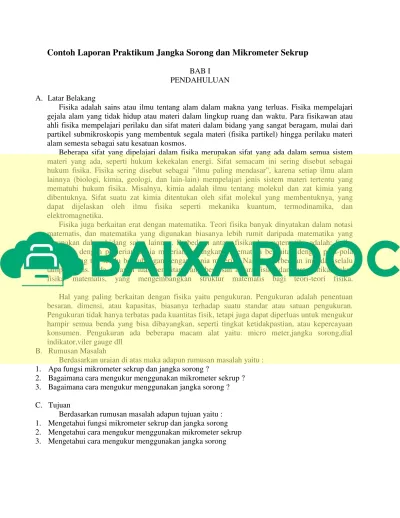 Contoh Laporan Praktikum Jangka Sorong dan Mikrometer Sekrup