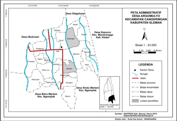 Gambar 2. Peta Administratif  Desa Argomulyo Kecamatan Cangkringan  Kabupaten Sleman
