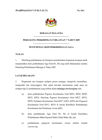 KERAJAAN MALAYSIA PEKELILING PERKHIDMATAN BILANGAN 7 TAHUN 2009 ...