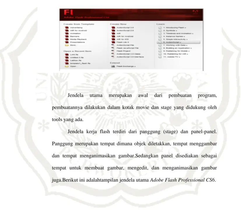 Gambar 2.1 tampilan Star Page Adobe Flash Professional CS6 