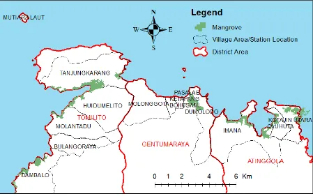 Figure 3. Mangrove area on easternm ost coast area of North Gorontalo Regency.  