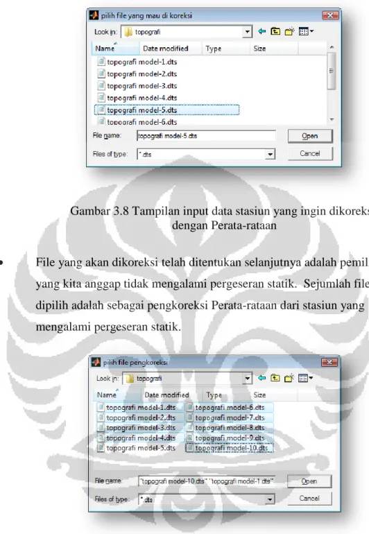 Gambar 3.8 Tampilan input data stasiun yang ingin dikoreksi   dengan Perata-rataan 