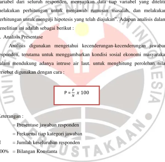 Tabel 3.1  Kriteria Presentase 