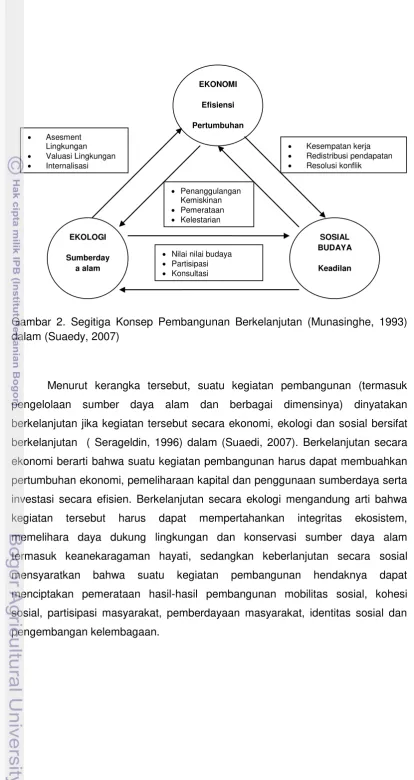 Gambar 2. Segitiga Konsep Pembangunan Berkelanjutan (Munasinghe, 1993) 