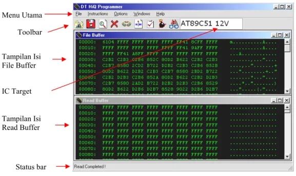 Gambar 10. Tampilan Programmer.EXE  3.3  Menu, Shortcut, dan Toolbar 