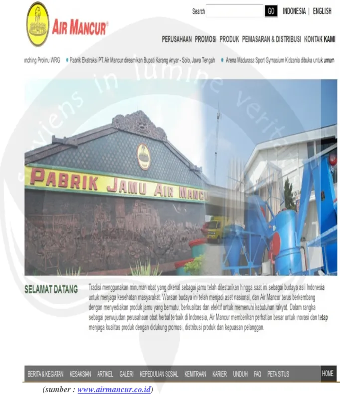 Gambar 2 : Halaman Selamat Datang Website PT. Air Mancur