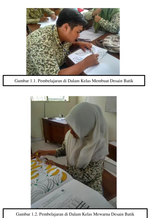 Gambar 1.1. Pembelajaran di Dalam Kelas Membuat Desain Batik 