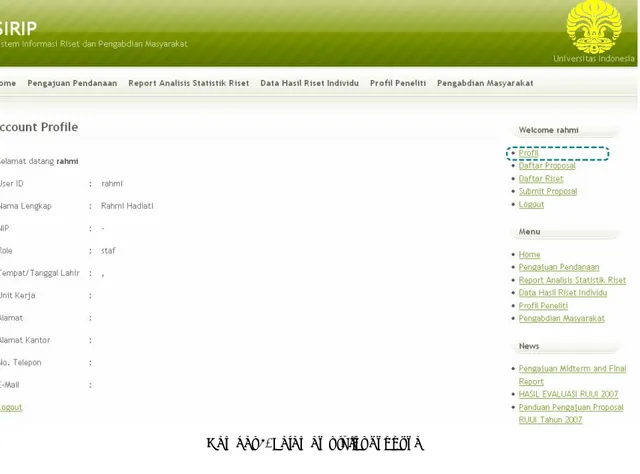 Gambar 4. Halaman profil pengguna  