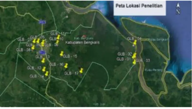 Gambar 3.1. Titik lokasi Penelitian di Kabupaten  Bengkalis. 