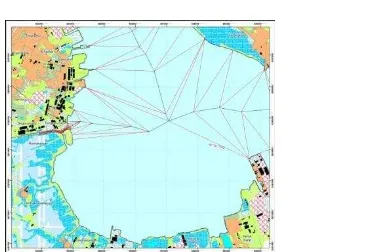 Gambar 9. Hasil Penarikan Batas Pengelolaan Laut  jika Pulau Galang Masuk Daerah Kota Surabaya 