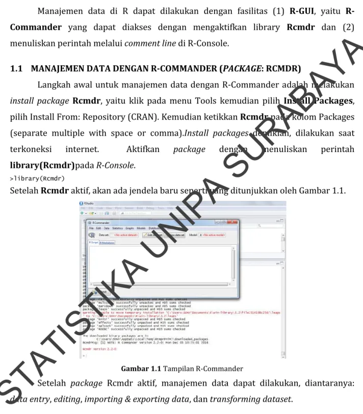 Gambar 1.1 Tampilan R‐Commander 