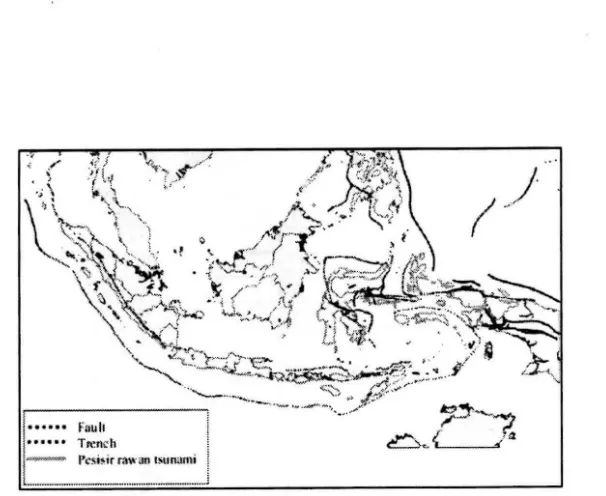 Gambar 2. Daerah rawan tsunarlli di Indonesia (Anonim, 2004a) 