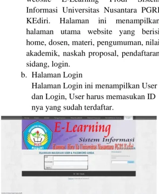 Gambar 5.3 Halaman Utama E- E-Learning 