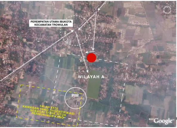 Gambar IV.7 Sekuen penetrasi dari kawasan ibukota Kecamatan Trowulan menuju  wilayah A.