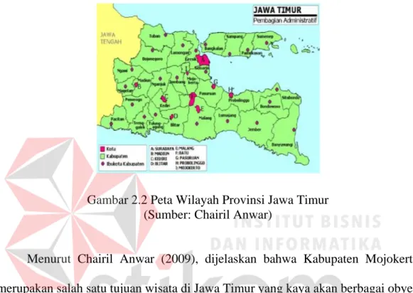 Gambar 2.2 Peta Wilayah Provinsi Jawa Timur  (Sumber: Chairil Anwar) 