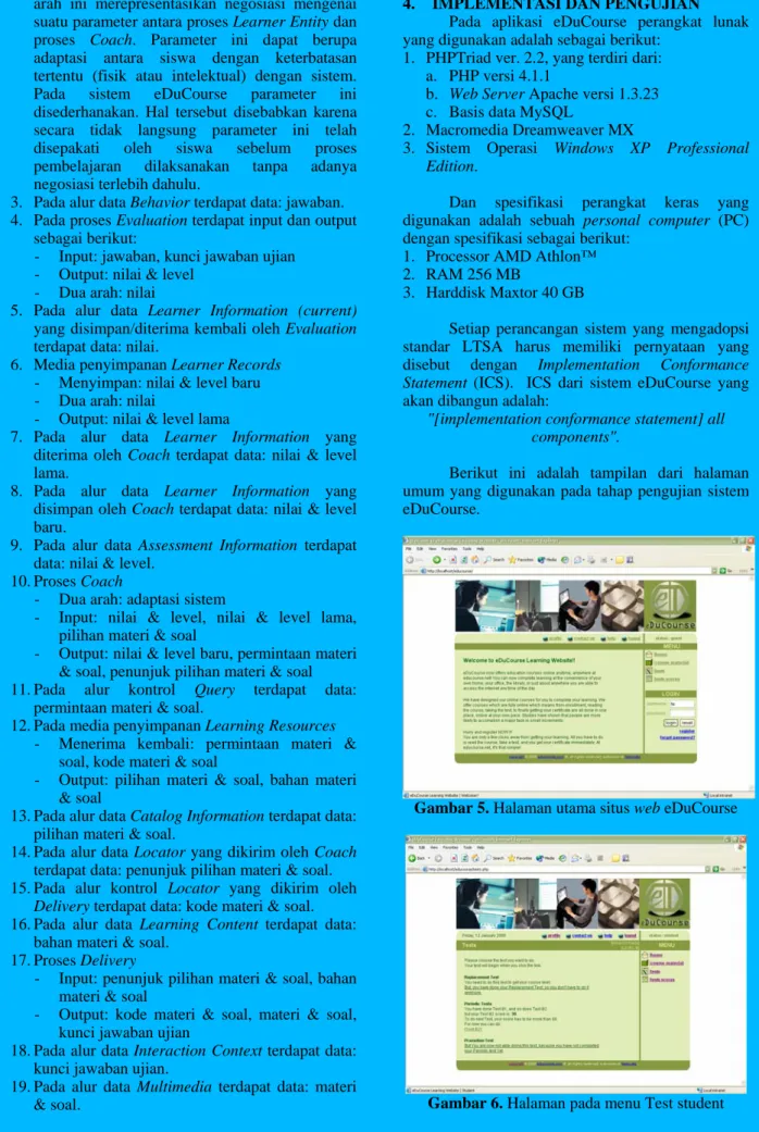 Gambar 6. Halaman pada menu Test student 