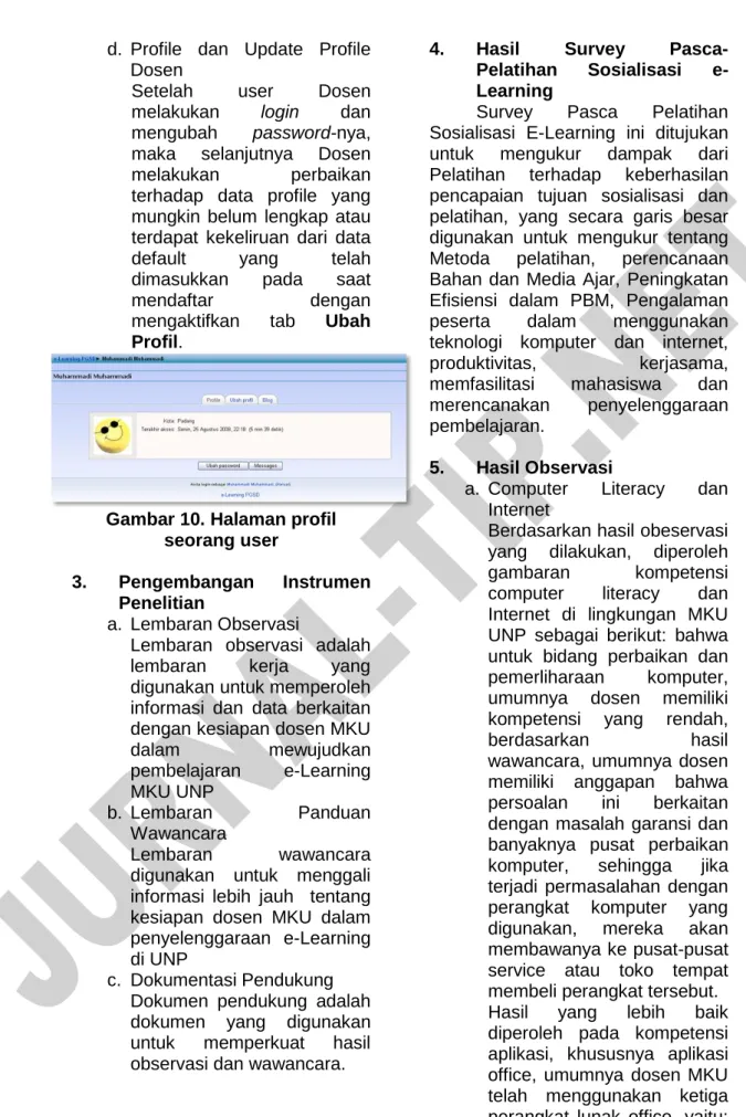 Gambar 10. Halaman profil  seorang user 
