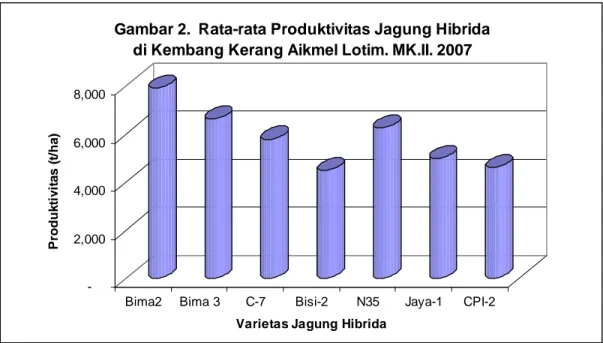 Gambar 2.  Rata-rata Produktivitas Jagung Hibrida  di Kembang Kerang Aikmel Lotim. MK.II