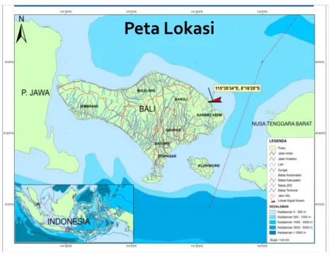 Gambar 3. Peta Lokasi USAT Liberty Bali  (Loka Penelitian Sumberdaya Laut dan Pesisir)     
