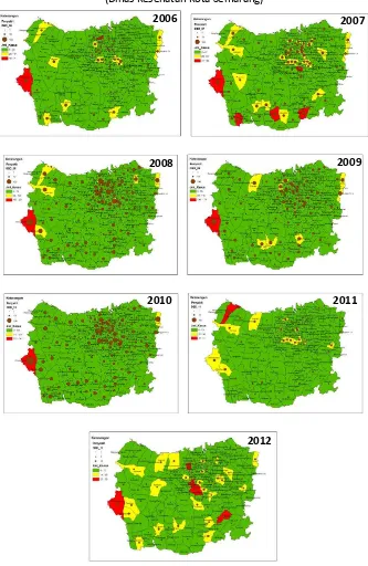 Gambar 3.  Kejadian Penyakit Demam Berdarah Kota Semarang Tahun 2006 – 2012 (Dinas Kesehatan Kota Semarang) 