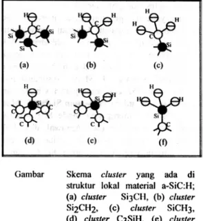 Gambar Skema  cluster  yang  ada  di struktur  lokal  material  a-SiC:H;
