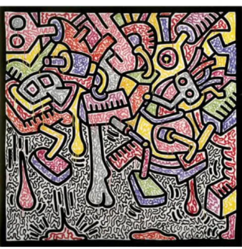 Gambar 5 : Contoh lukisan menunjukkan garis  Keith Haring, “Knokke”, 1987 