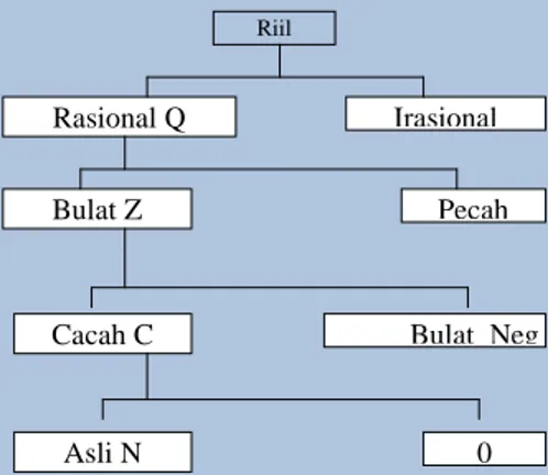 Gambar 1.2: Diagram struktur mengilustrasikan pembagian himpunan Bilangan Riil