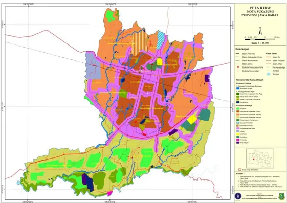 Gambar 9. Perencanaan pola pemanfaatan ruang di Kota Sukabumi (Barus et al 2013) 