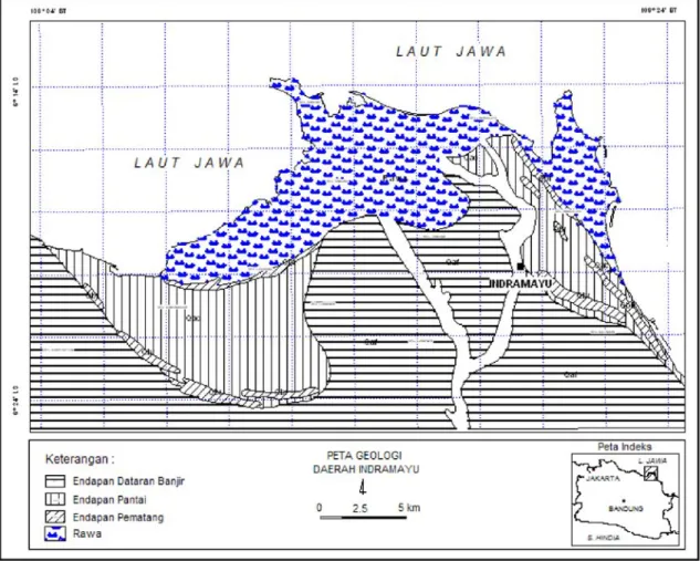 Gambar 3. Peta Geologi Daerah Indramayu (D. Sudana dan A. Achdan, 1992)