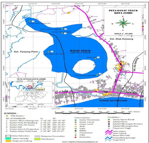 Gambar 1. Peta Lokasi Danau Teluk Kota Jambi 