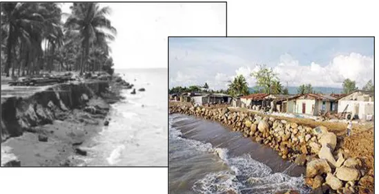 Gambar 11.2: Fenomena abrasi di pantai selatan dan utara Jawa Barat  sumber: google.image 