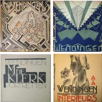 Gambar 3. Beberapa gambar sampul depan  majalah  “Wendingen”. Majalah Wendingen  me-rupakan corong bagi aliran arsitektur  “Amster-dam School”