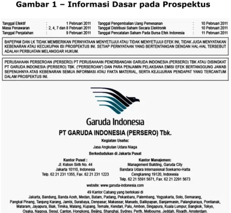 Gambar 1 – Informasi Dasar pada Prospektus
