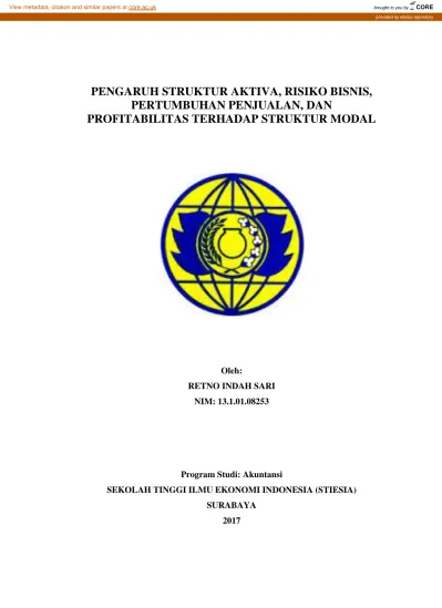 PENGARUH STRUKTUR AKTIVA, RISIKO BISNIS, PERTUMBUHAN PENJUALAN, DAN ...