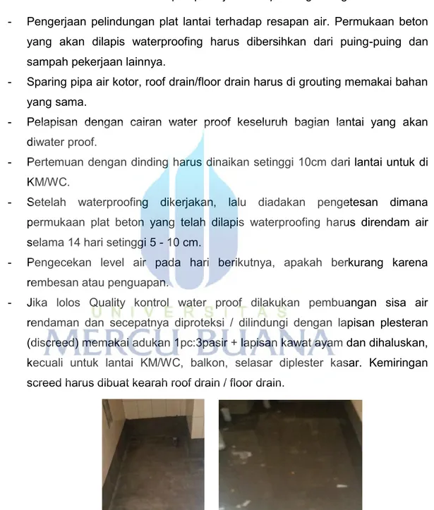 Gambar 62. Waterproofing Lantai Kamar Mandi  (Sumber: Dokumentsi Pribadi) 
