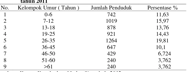 Tabel 5. Komposisi Penduduk Menurut Kelompok Umur di desa Medan 