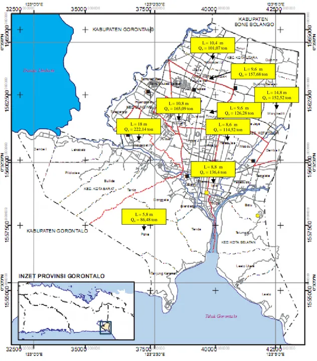 Gambar 4.2. Peta Sebaran Kapasitas Dukung Pondasi Tiang Pancang   Kota Gorontalo 