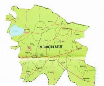 Gambar  1.1  Peta Kecamatan Bayat, Kabupaten Klaten        Adapun pembagian wilayah ada 18 Desa, 166 RW dan  461 RT