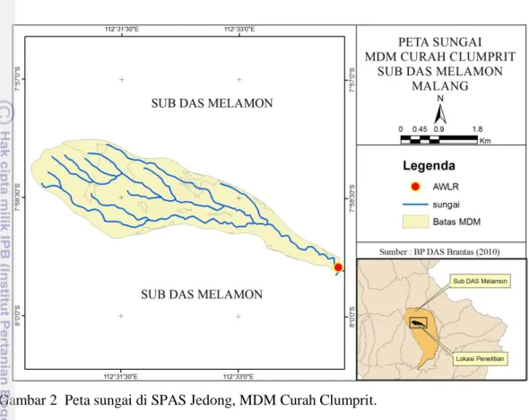 Gambar 2  Peta sungai di SPAS Jedong, MDM Curah Clumprit. 4.3 Tanah dan Geologi 