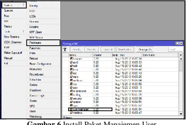 Gambar 6 Install Paket Manajemen User  4.6  Hasil Konfigurasi Pengujian 
