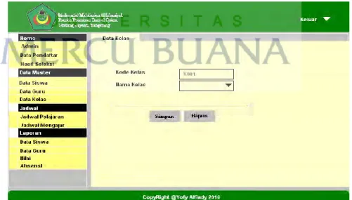 Gambar 4.22 Rancangan Layar  Input Data Kelas 
