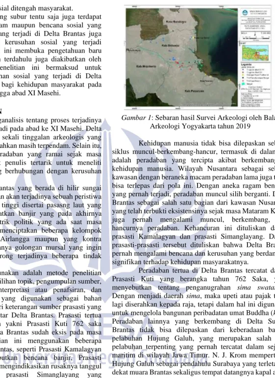 Gambar 1: Sebaran hasil Survei Arkeologi oleh Balai  Arkeologi Yogyakarta tahun 2019 