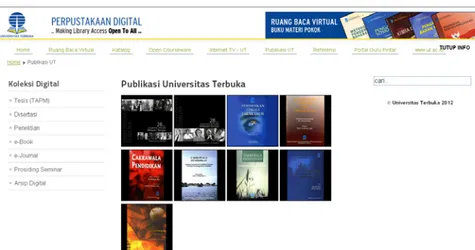 Gambar 2.  Publikasi yang dimiliki Universitas Terbuka 