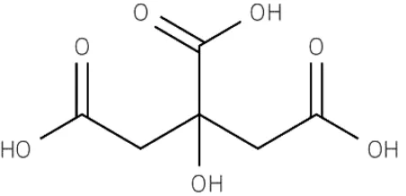 Gambar 6. Struktur kimia asam sitrat (Ebi, 2016). 