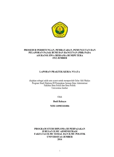 PROSEDUR PERHITUNGAN, PEMBAYARAN, PEMUNGUTAN DAN PELAPORAN PAJAK BUMI ...