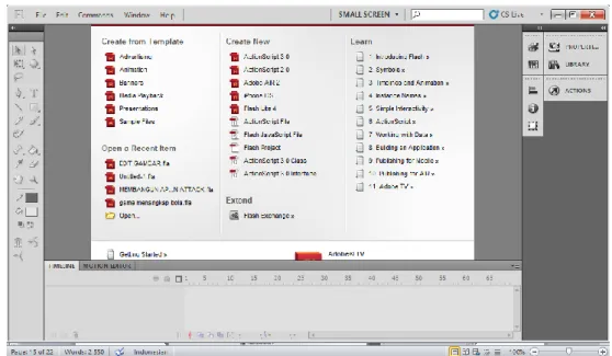 Gambar II.8. Tampilan layar pertama program Adobe Flash Pro CS.5.5  Sumber : (Madcoms Madium; 2012: 4)