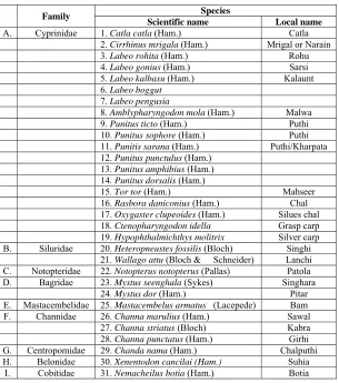 Table 1:  List of fish fauna represented in the catch from Udaisagar reservoir, Udaipur  