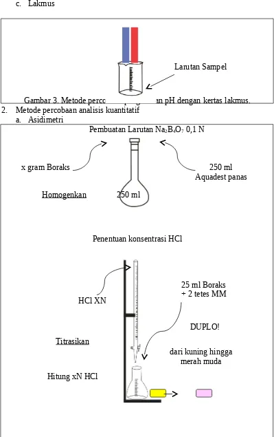 Gambar 3. Metode percobaan pengukuran pH dengan kertas lakmus.